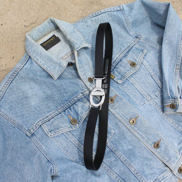 90s Point Zero Black Genuine Leather Silver Clasp Belt Made in Canada XL 38" - Picture 2 of 5